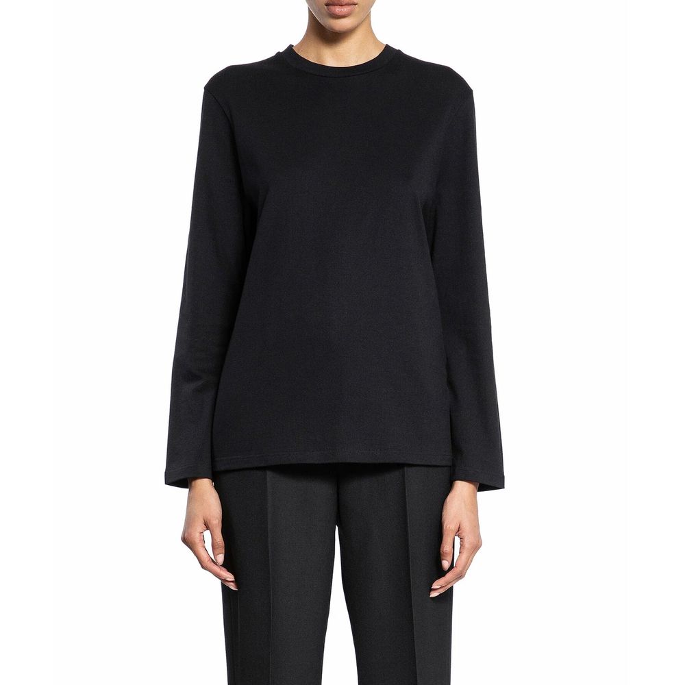 T-shirt à manches longues en coton noir Jil Sander