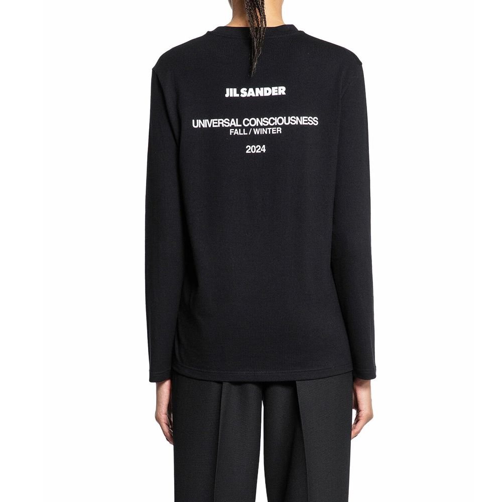 T-shirt à manches longues en coton noir Jil Sander
