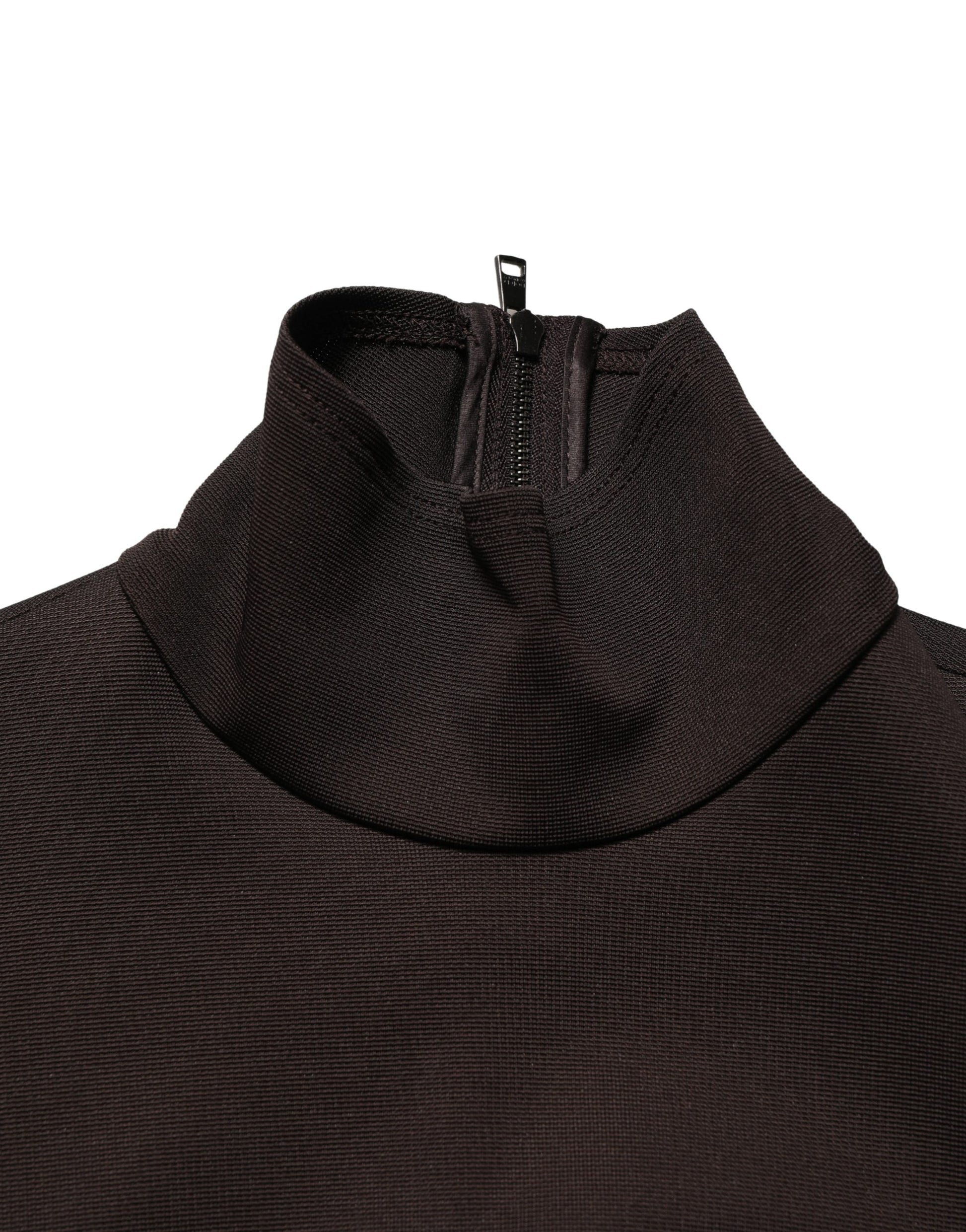 Robe longue maxi en jersey à col roulé marron Dolce & Gabbana