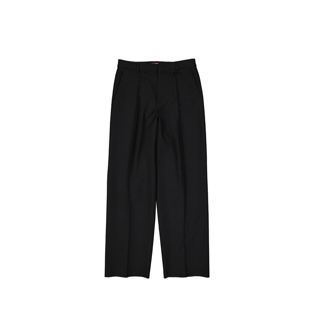 Pantalon évasé en soie noire Valentino