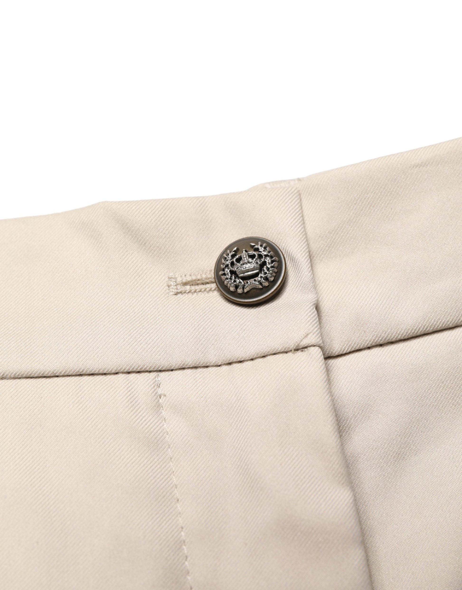 Pantalon cropped taille mi-haute en coton beige Dolce & Gabbana