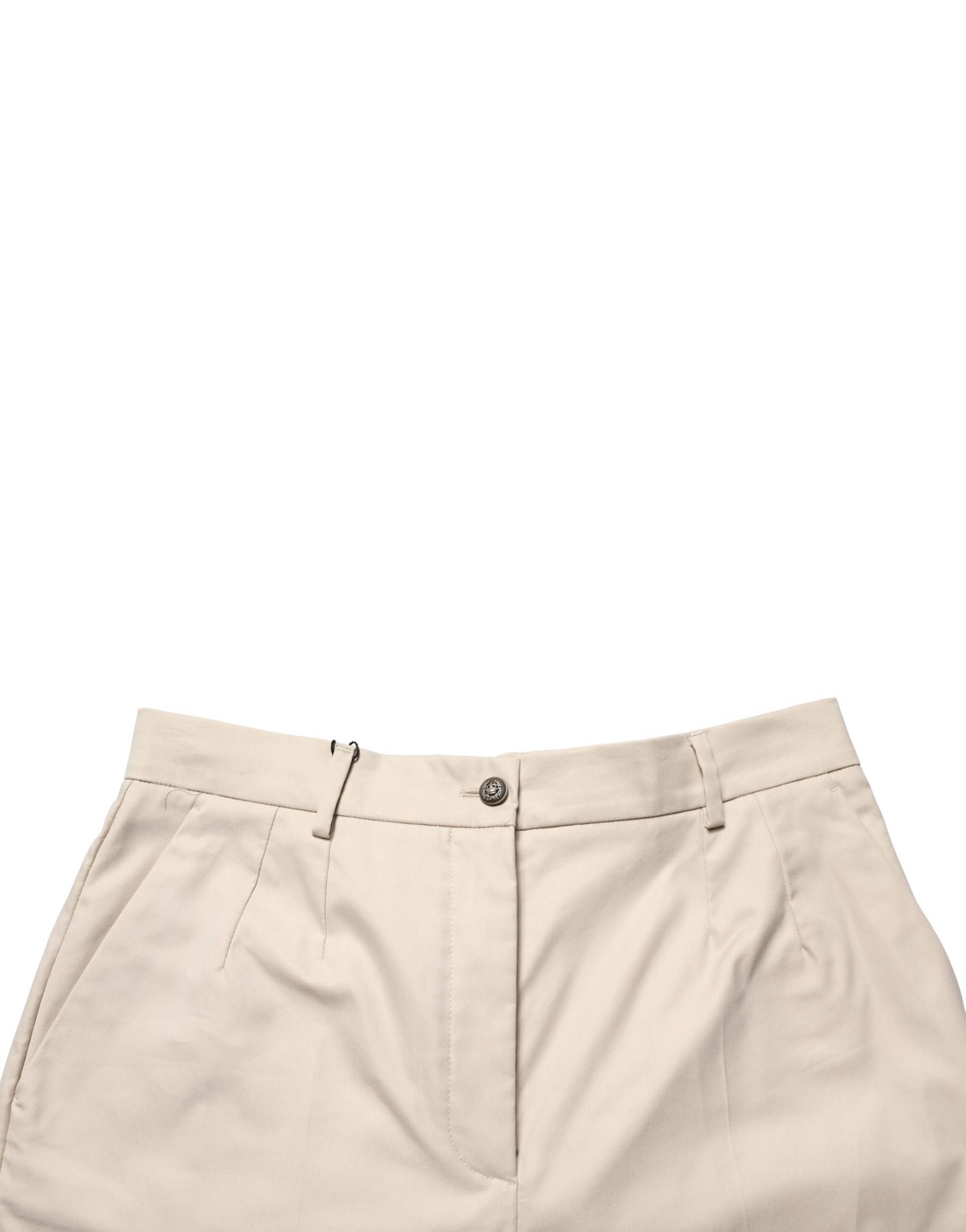 Pantalon cropped taille mi-haute en coton beige Dolce & Gabbana