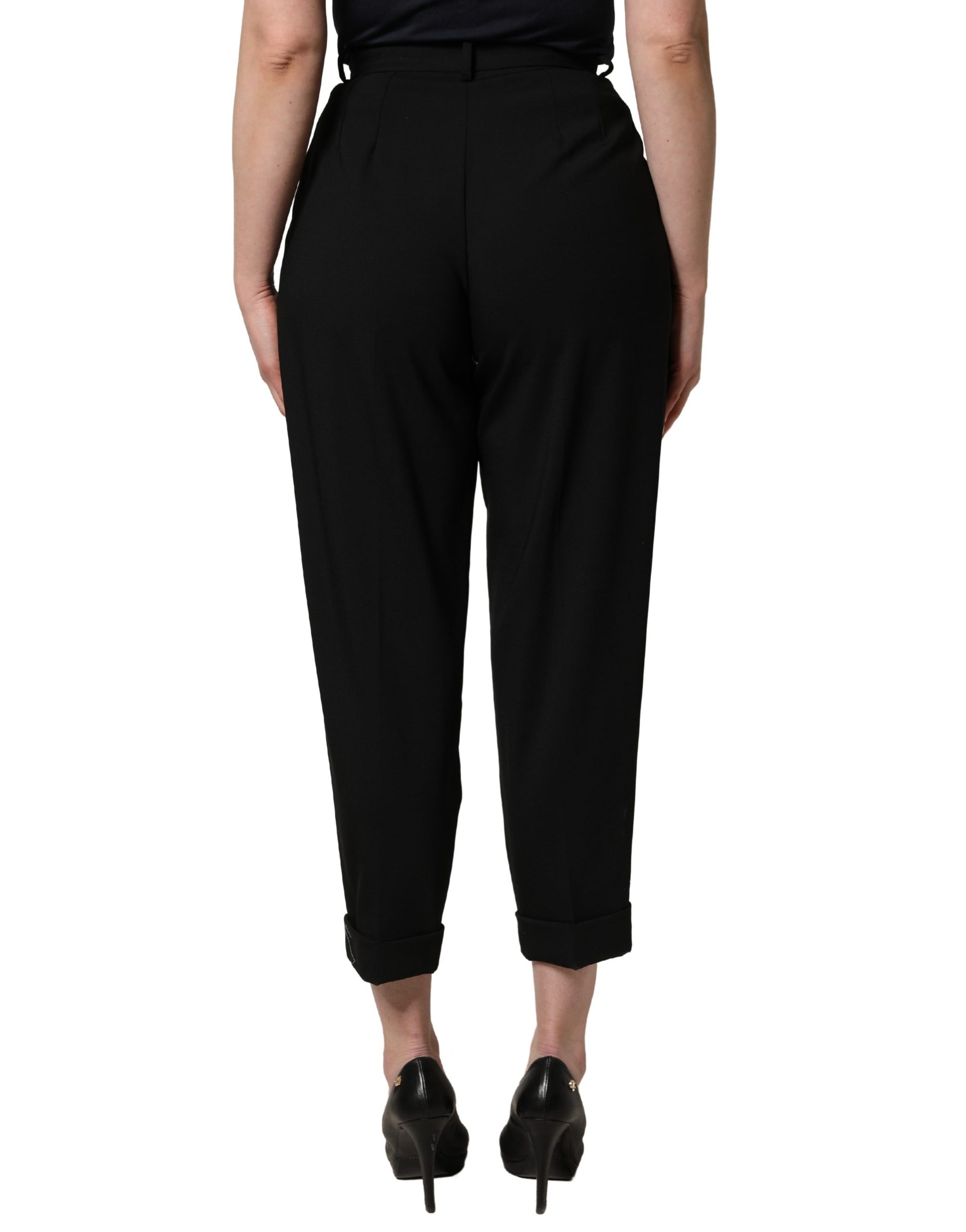 Pantalon capri taille haute en laine noire Dolce & Gabbana