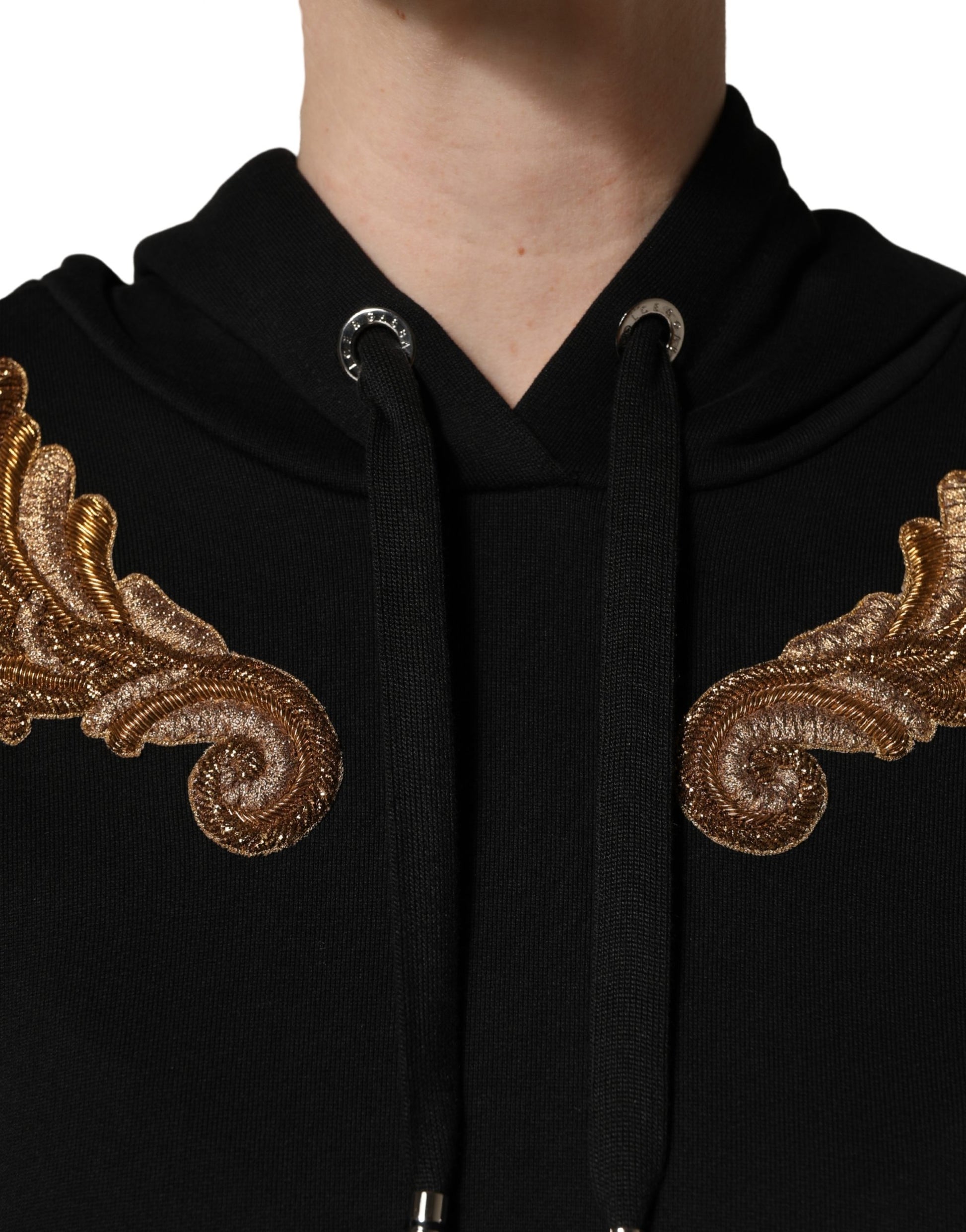 Dolce & Gabbana Sweat-shirt à capuche brodé à pampilles noir