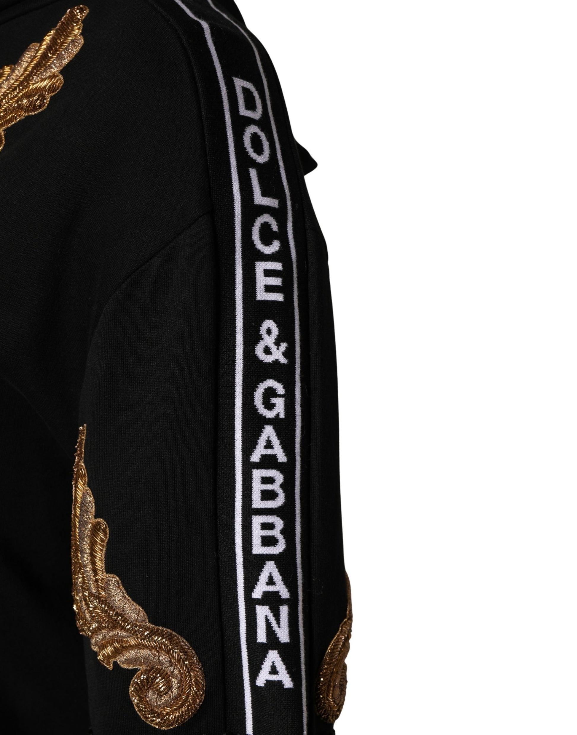 Dolce & Gabbana Sweat-shirt à capuche brodé à pampilles noir