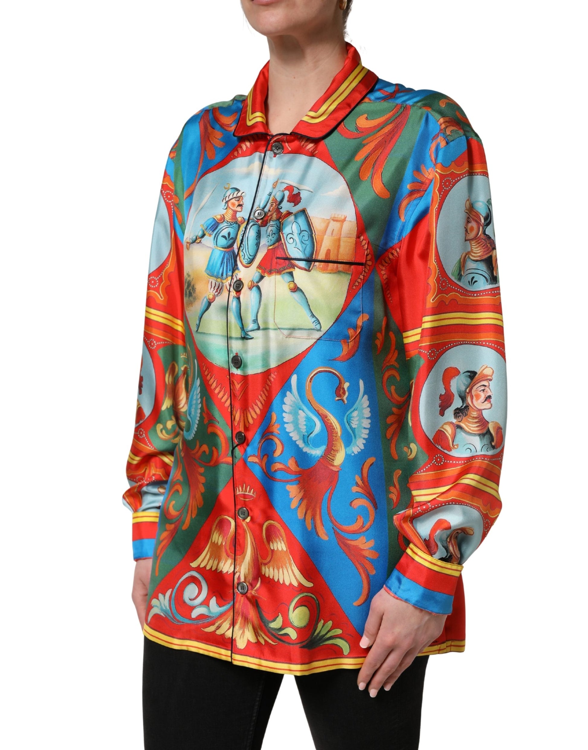 Chemisier à manches longues boutonné à imprimé multicolore Dolce & Gabbana