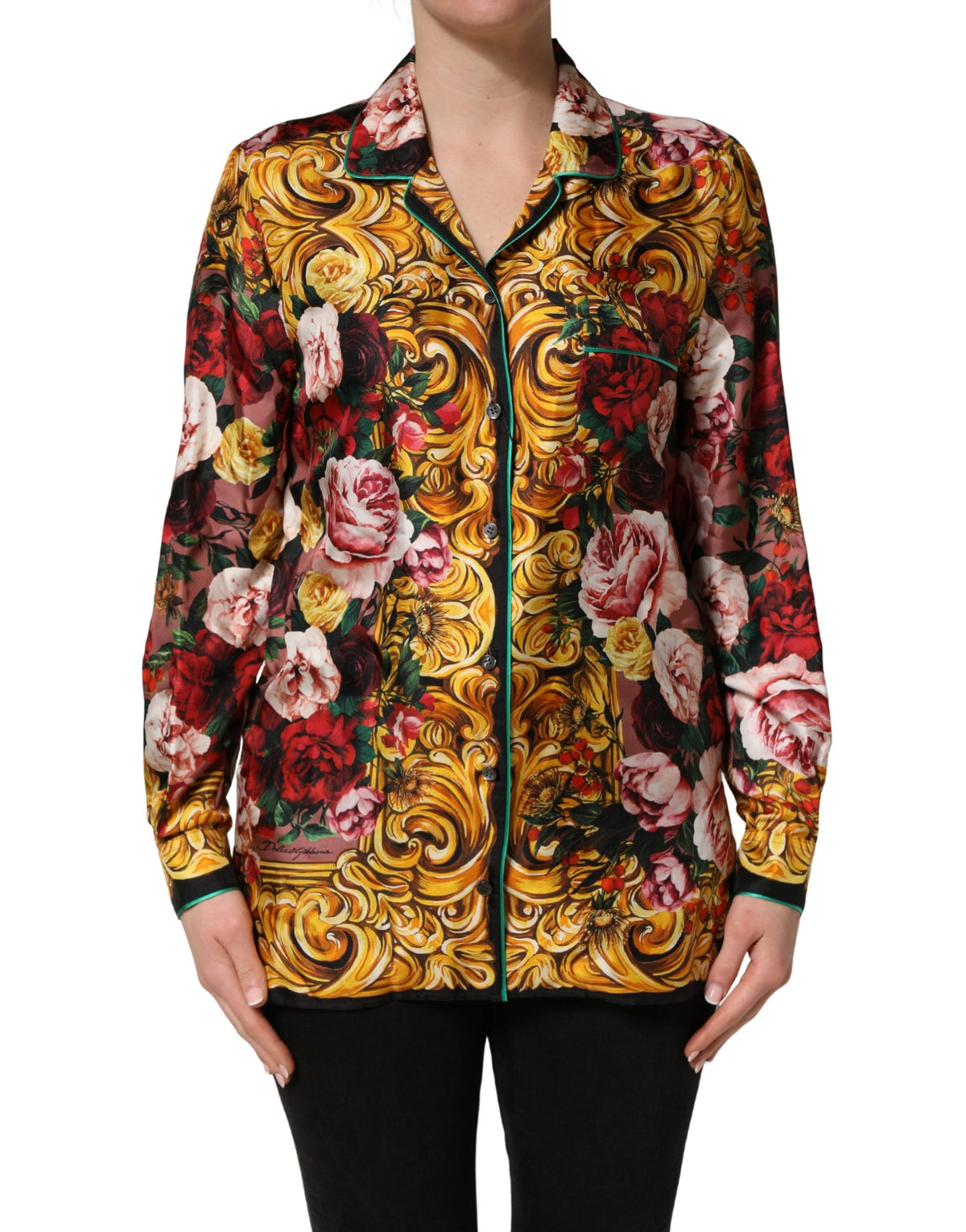Chemisier à manches longues Dolce & Gabbana multicolore à fleurs avec boutons
