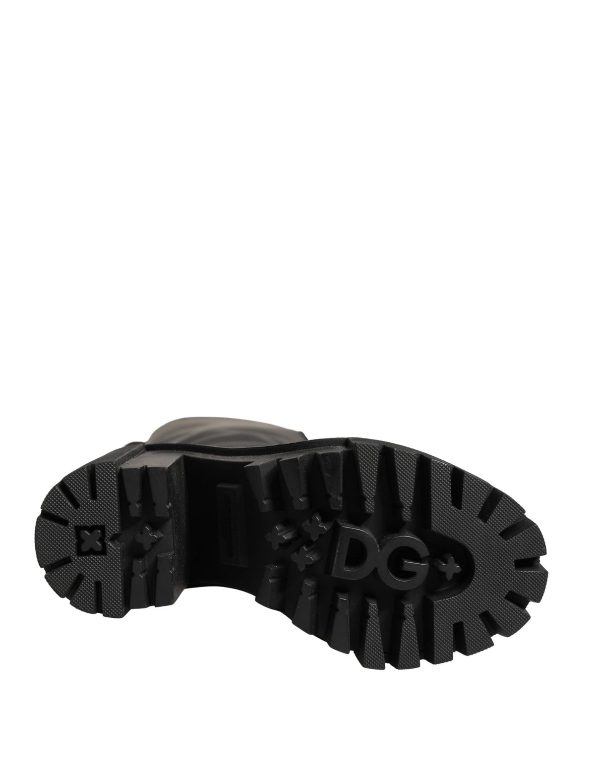 Bottes hautes en cuir caoutchouté noir Dolce & Gabbana