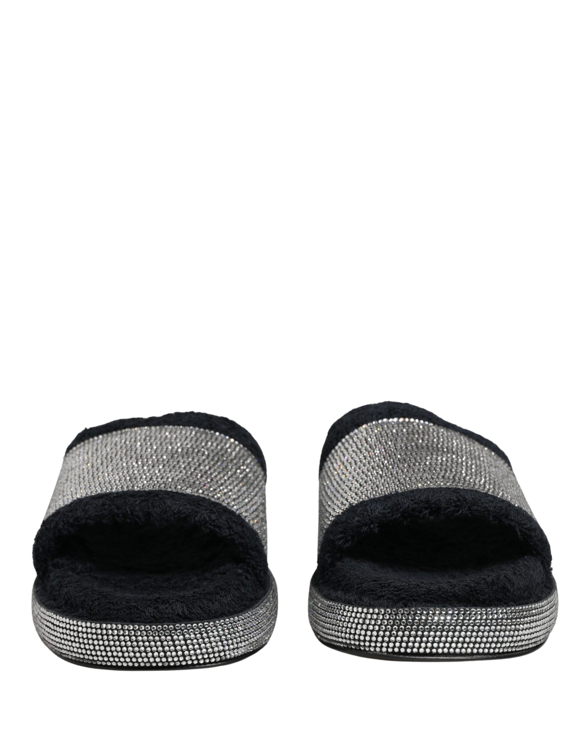 Mules compensées Dolce & Gabbana noires ornées de cristaux