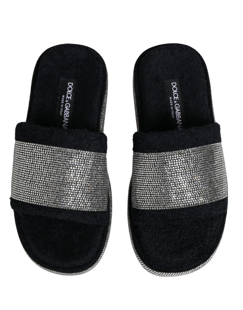 Mules compensées Dolce & Gabbana noires ornées de cristaux
