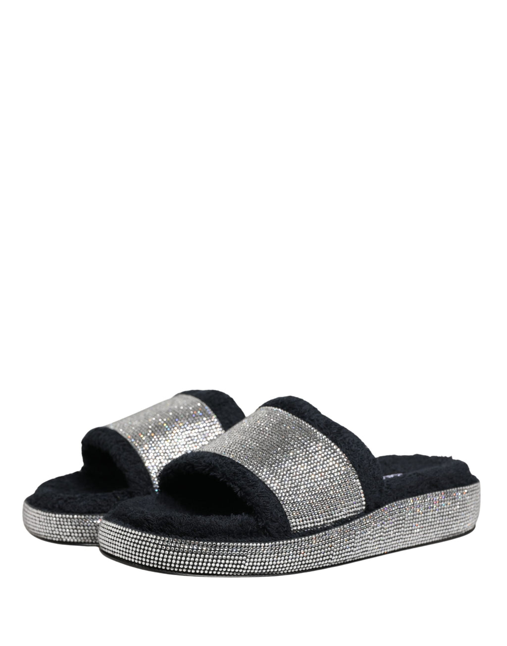 Mules compensées Dolce & Gabbana noires ornées de cristaux