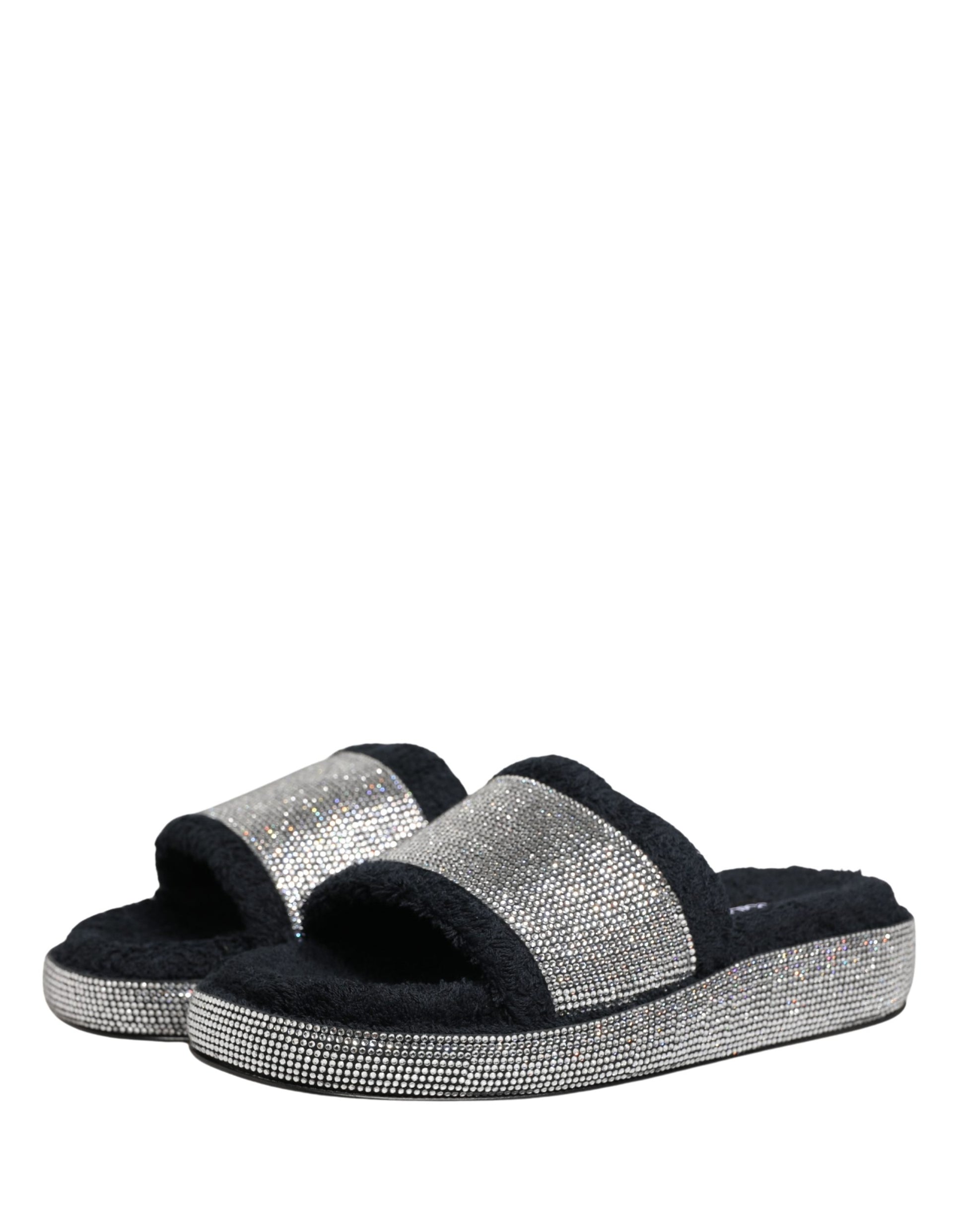 Mules compensées Dolce & Gabbana noires ornées de cristaux