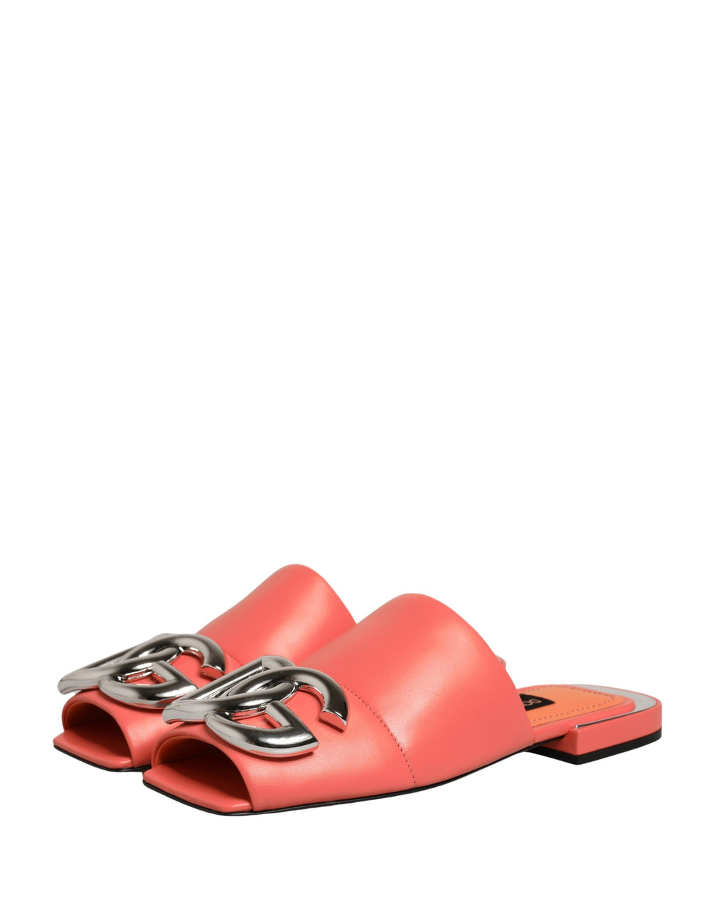 Sandales plates en cuir orange avec logo DG Dolce & Gabbana