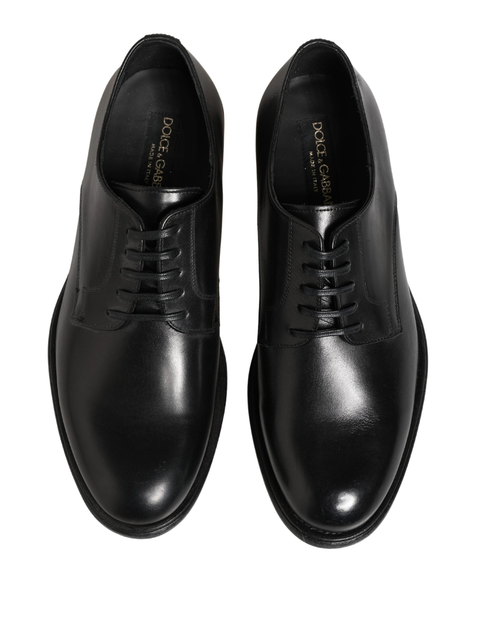 Dolce & Gabbana Black Calfskin Leather Derby Men Dress Shoes