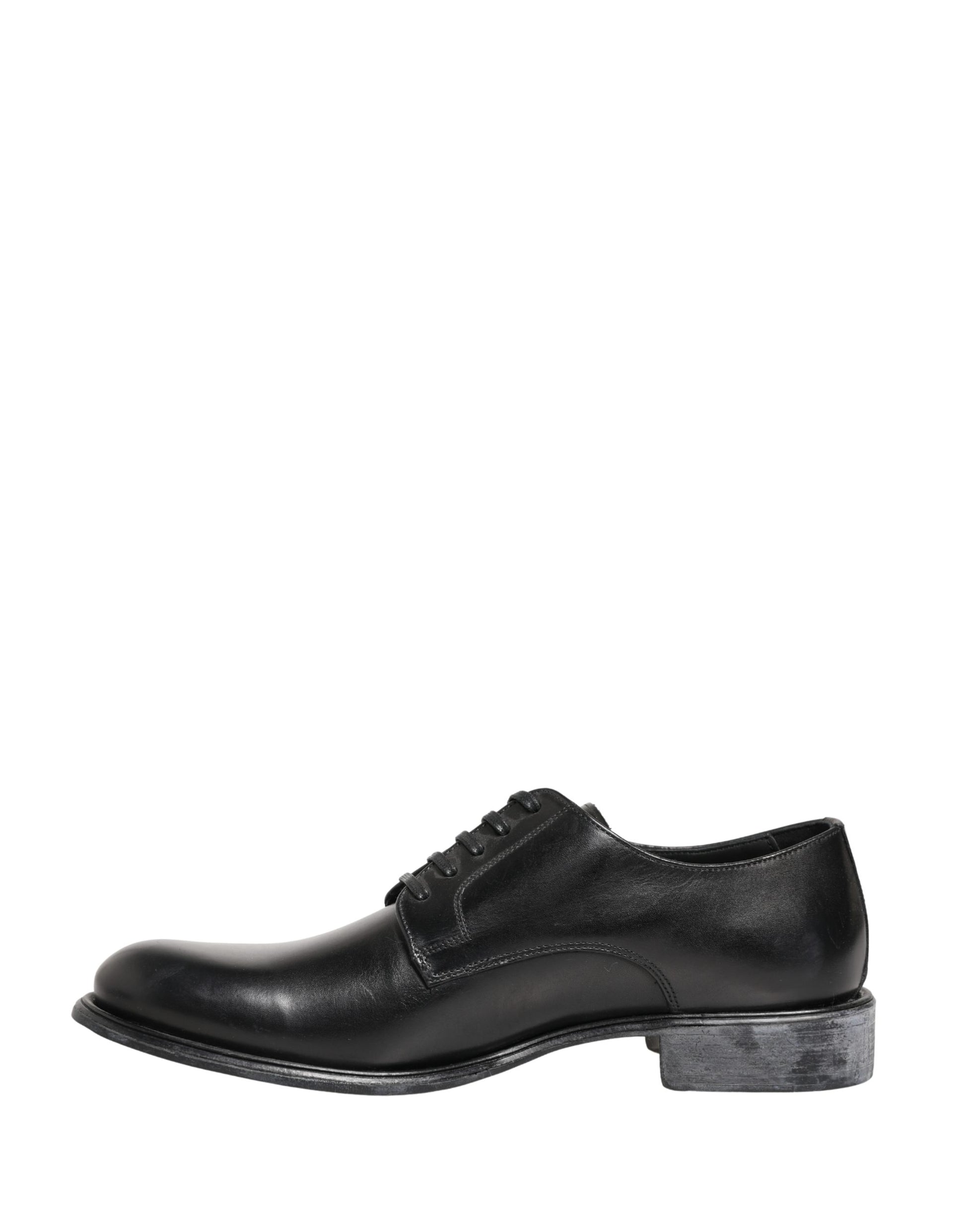 Dolce & Gabbana Black Calfskin Leather Derby Men Dress Shoes