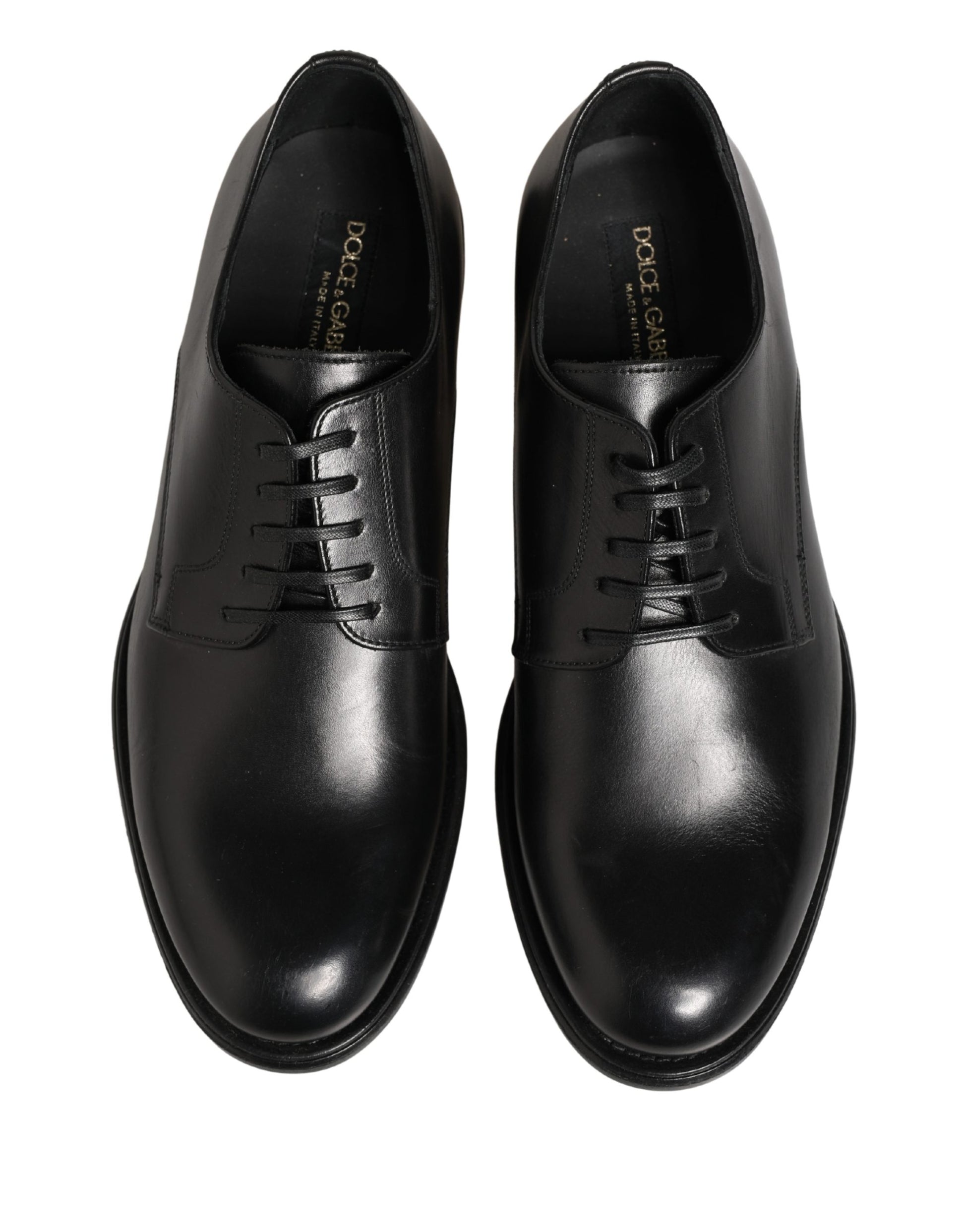 Dolce & Gabbana Black Calfskin Leather Derby Men Dress Shoes