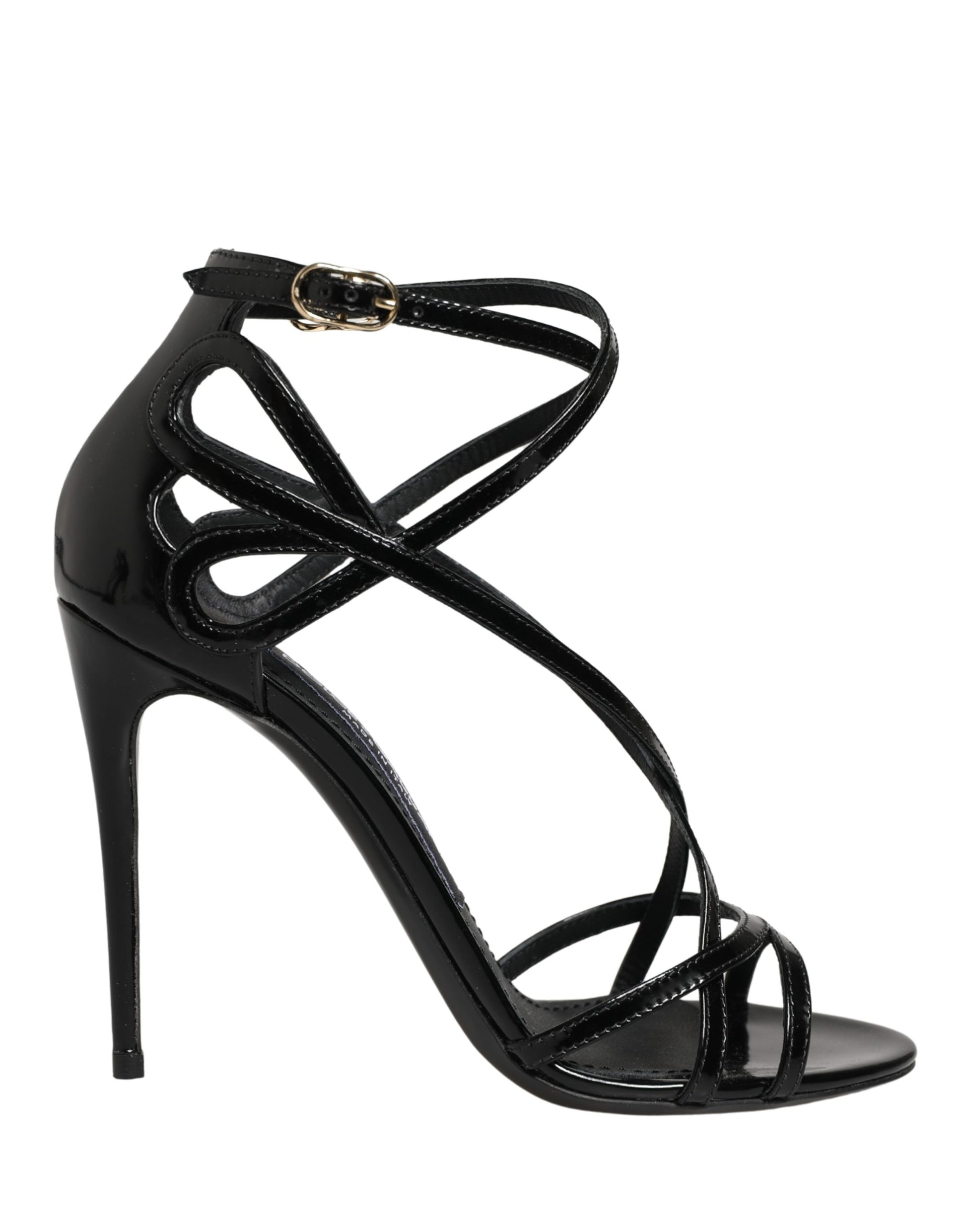 Chaussures Sandales à Talon Aiguille en Cuir Noir Dolce & Gabbana