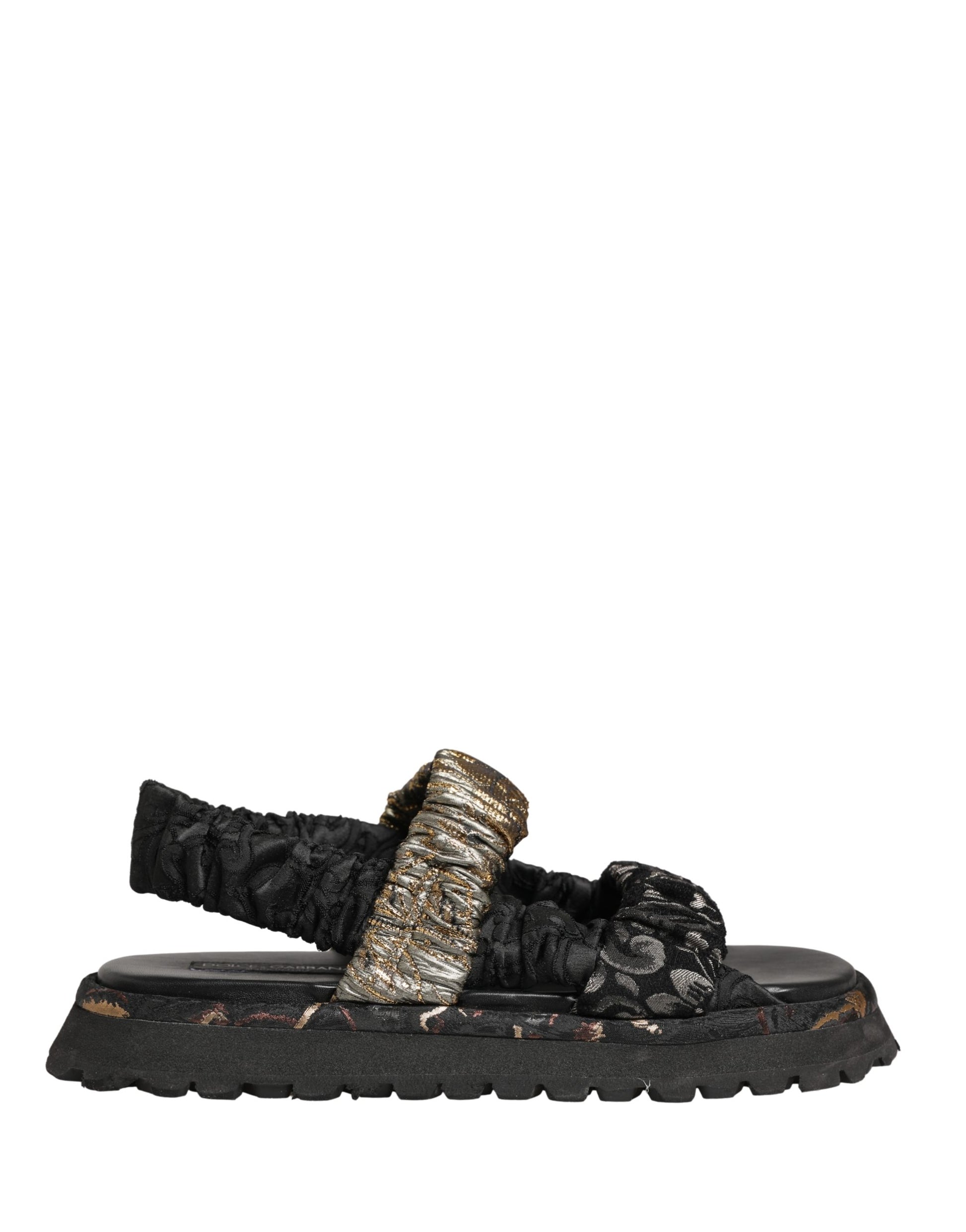 Sandales plates noires Dolce & Gabbana avec détails froncés pour homme