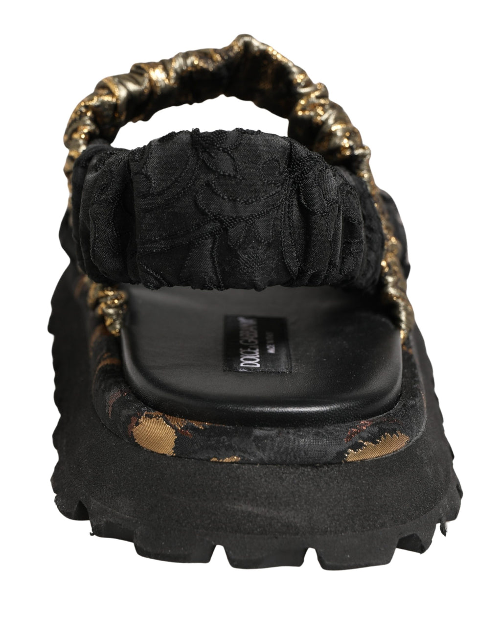 Sandales plates noires Dolce & Gabbana avec détails froncés pour homme