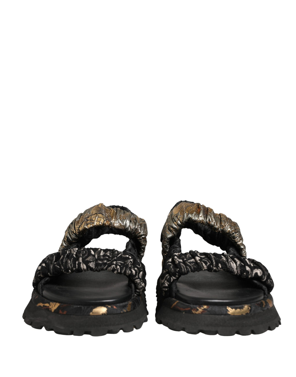 Sandales plates noires Dolce & Gabbana avec détails froncés pour homme
