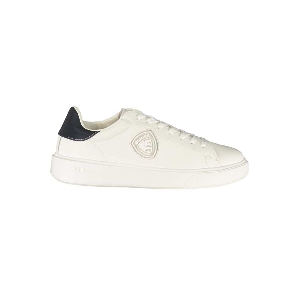 Baskets Blauer blanches en polyuréthane pour homme