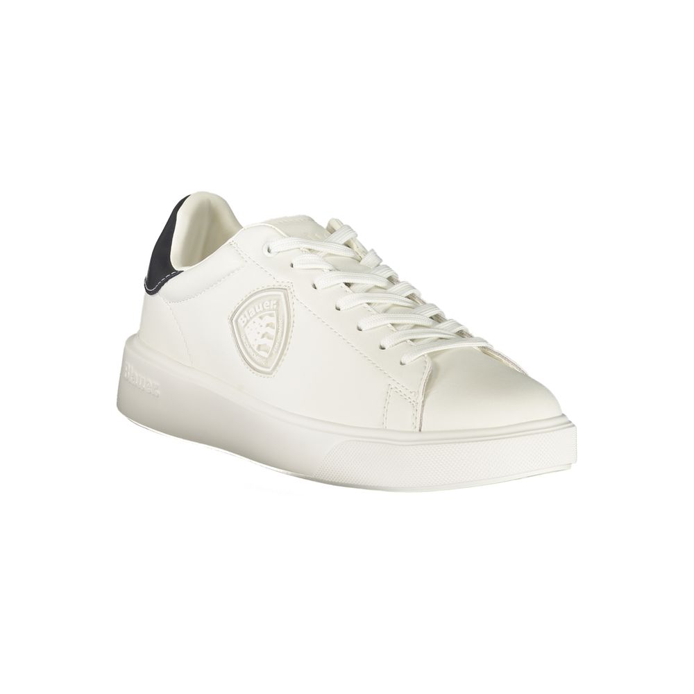 Baskets Blauer blanches en polyuréthane pour homme