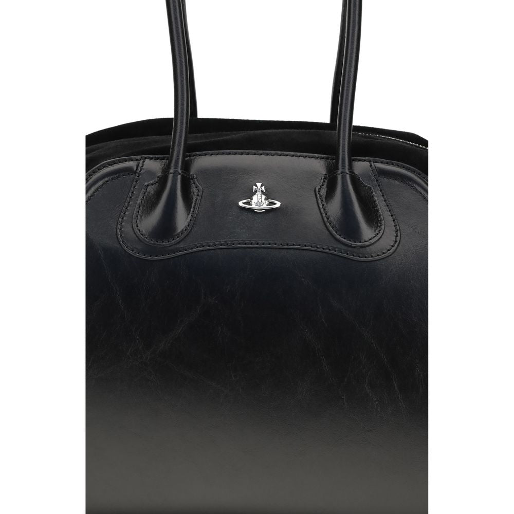 Sac bandoulière Vivienne Westwood en cuir de veau noir Bos Taurus