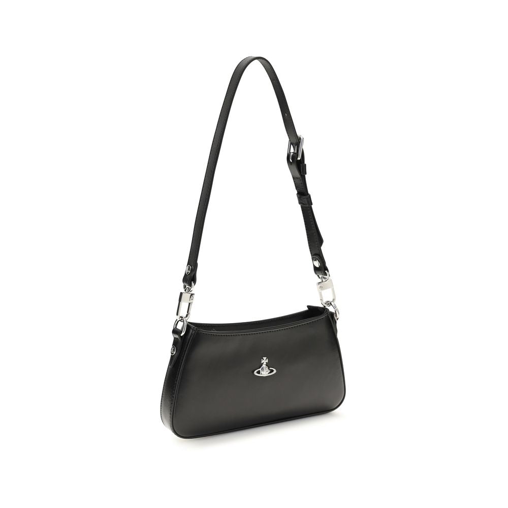 Sac bandoulière Vivienne Westwood en cuir de veau noir Bos Taurus