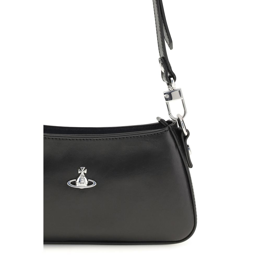 Sac bandoulière Vivienne Westwood en cuir de veau noir Bos Taurus
