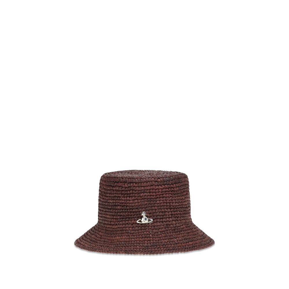 Chapeau bob en raphia marron Vivienne Westwood