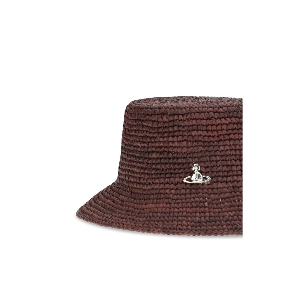 Chapeau bob en raphia marron Vivienne Westwood