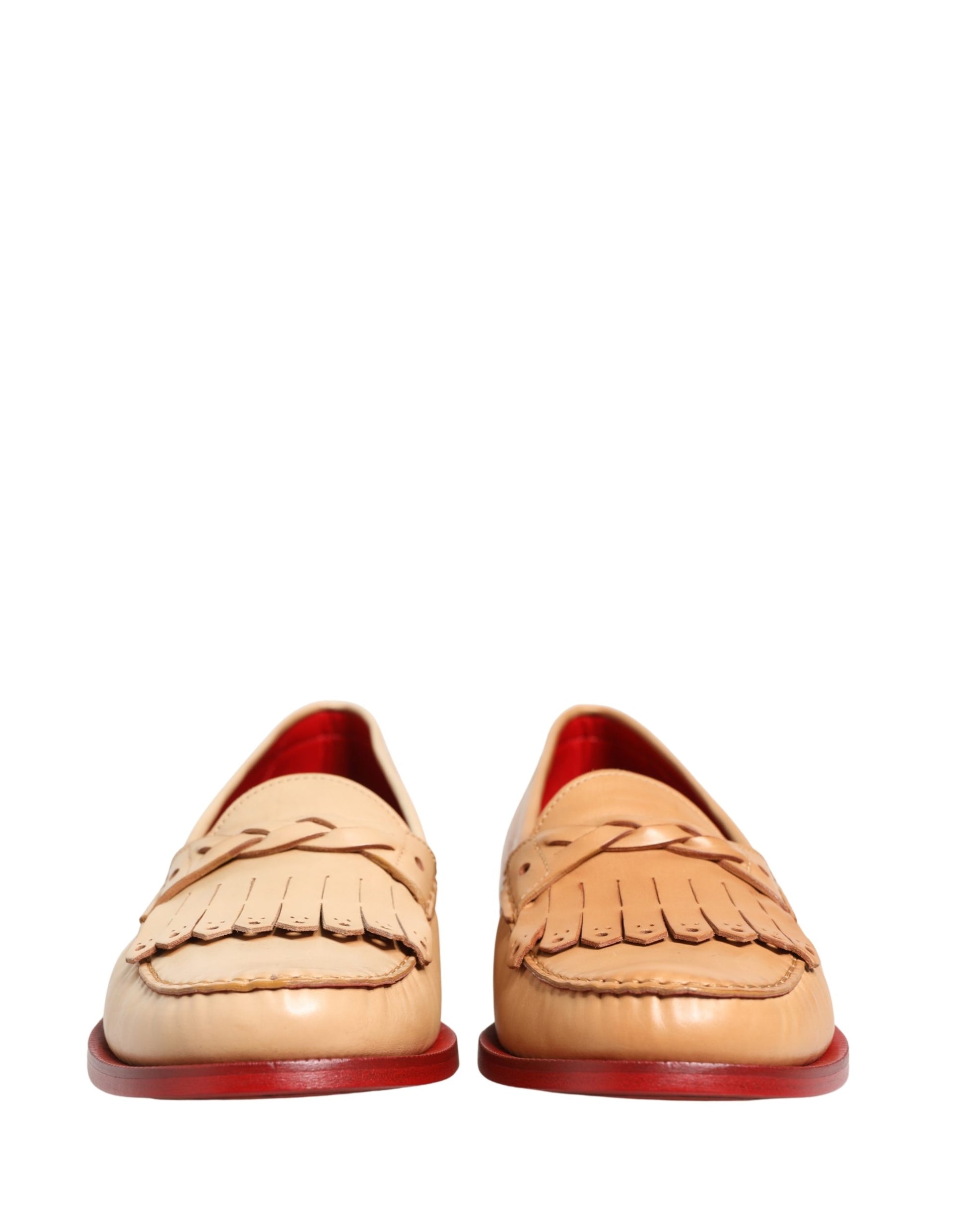 Chaussures Mocassins Homme en Cuir Beige à Pompom Dolce & Gabbana