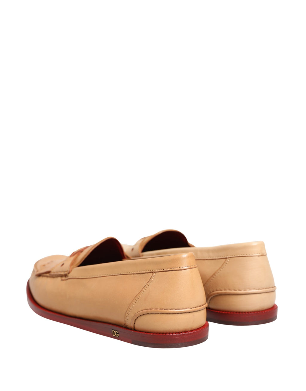 Chaussures Mocassins Homme en Cuir Beige à Pompom Dolce & Gabbana