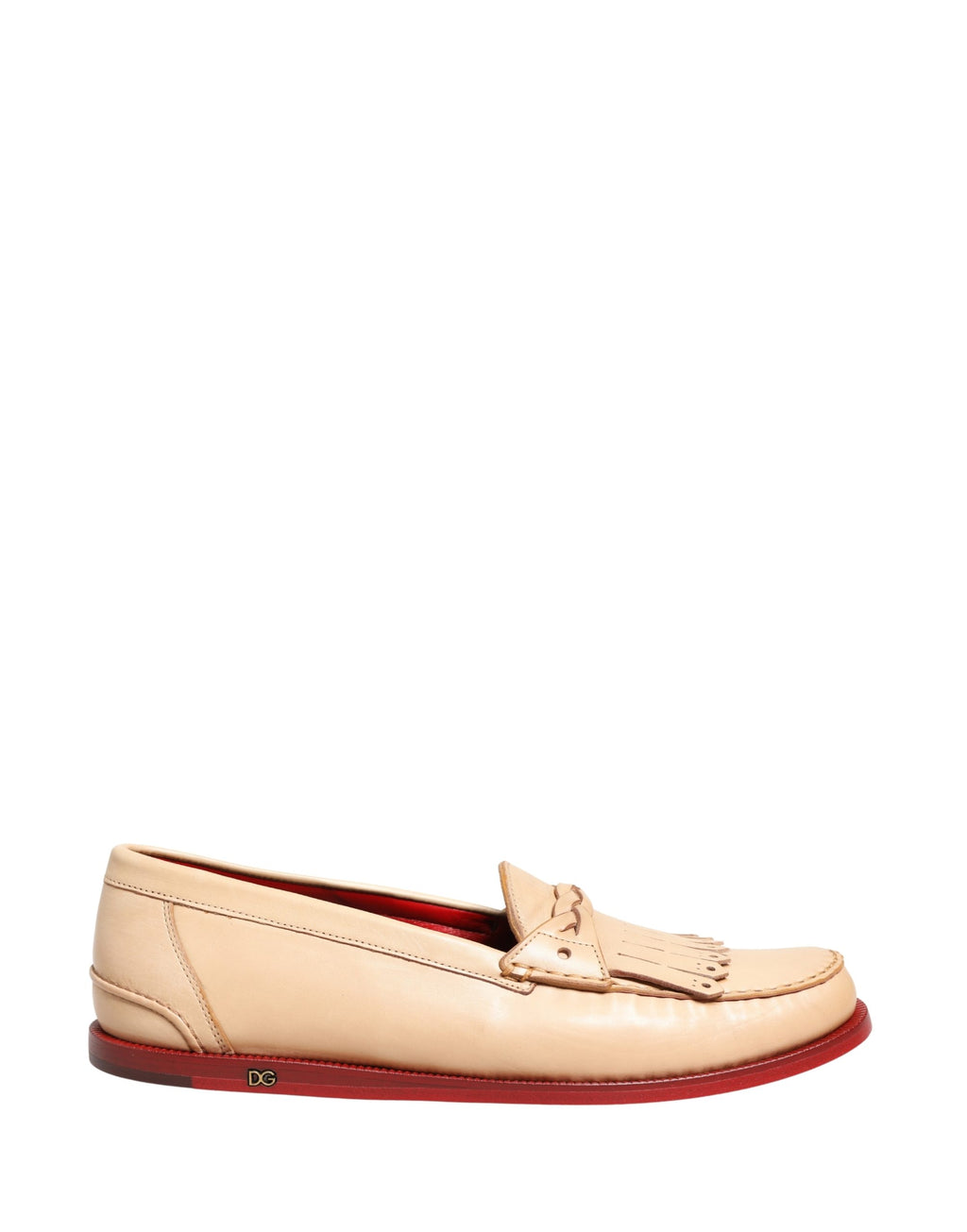 Chaussures Mocassins Homme en Cuir Beige à Pompom Dolce & Gabbana