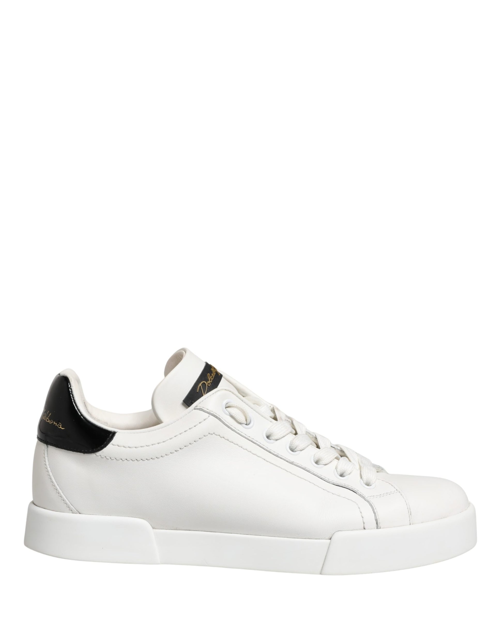 Chaussures Sneakers Dolce & Gabbana Portofino en Cuir Blanc Noir