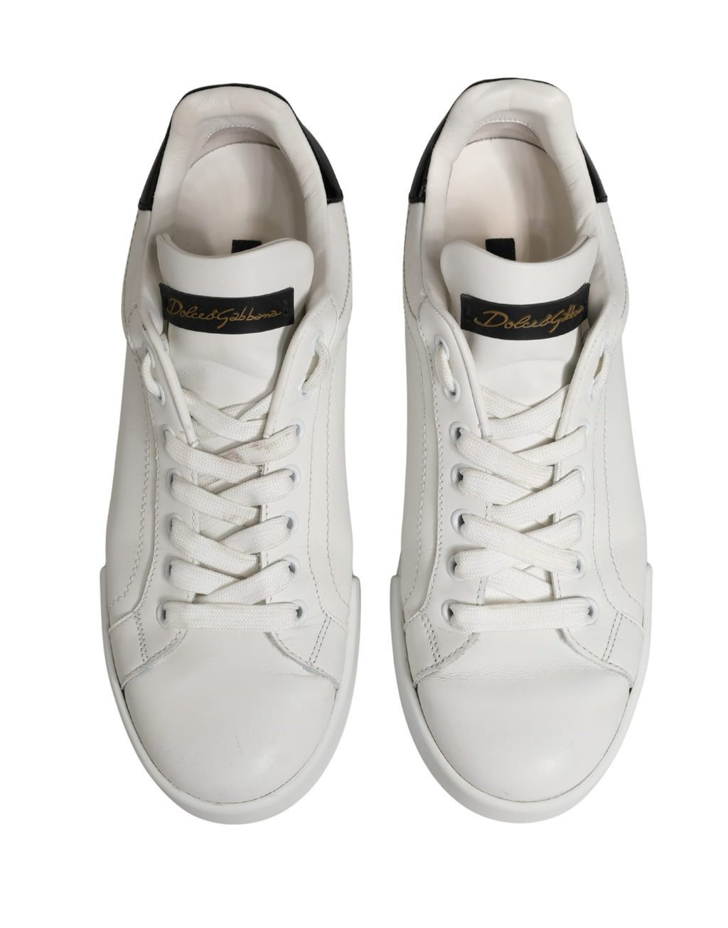 Chaussures Sneakers Dolce & Gabbana Portofino en Cuir Blanc Noir