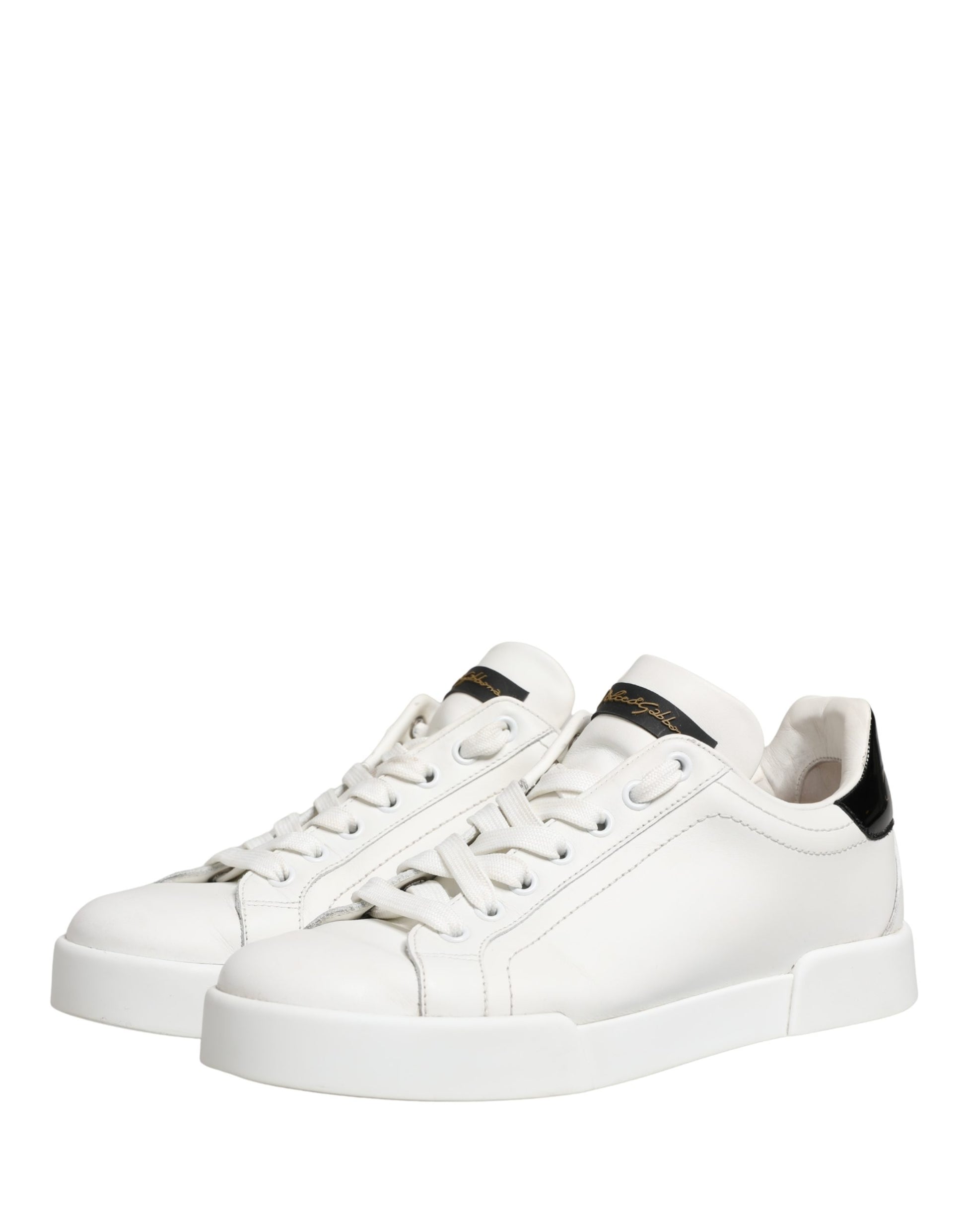 Chaussures Sneakers Dolce & Gabbana Portofino en Cuir Blanc Noir