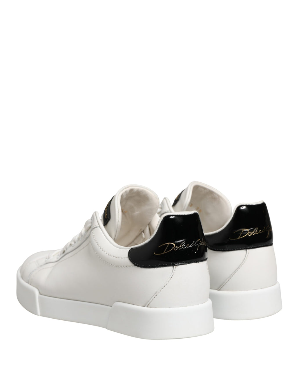 Chaussures Sneakers Dolce & Gabbana Portofino en Cuir Blanc Noir