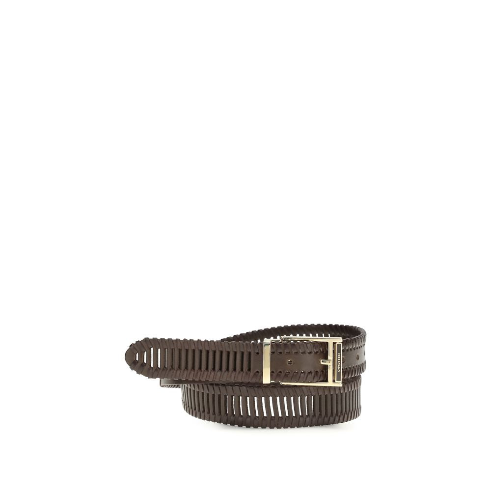 Ceinture classique en cuir de veau marron Ferragamo Bos Taurus
