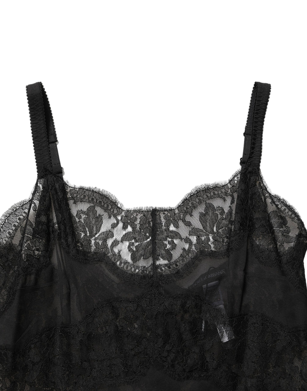 Dolce & Gabbana Chemise de nuit en soie noire et dentelle