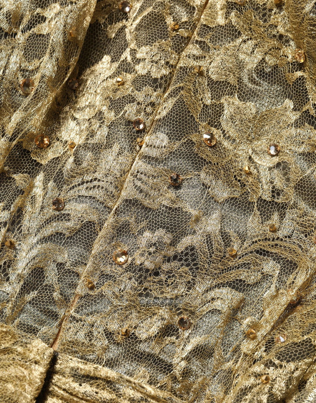 Robe Dolce & Gabbana en dentelle transparente dorée ornée de cristaux