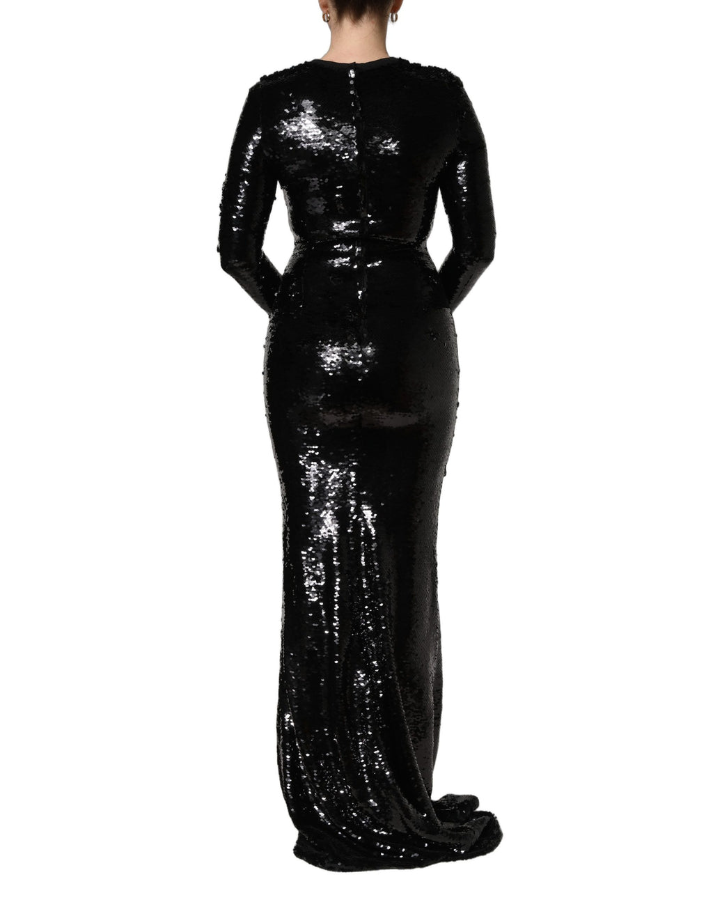 Robe longue moulante sirène à sequins noire Dolce & Gabbana