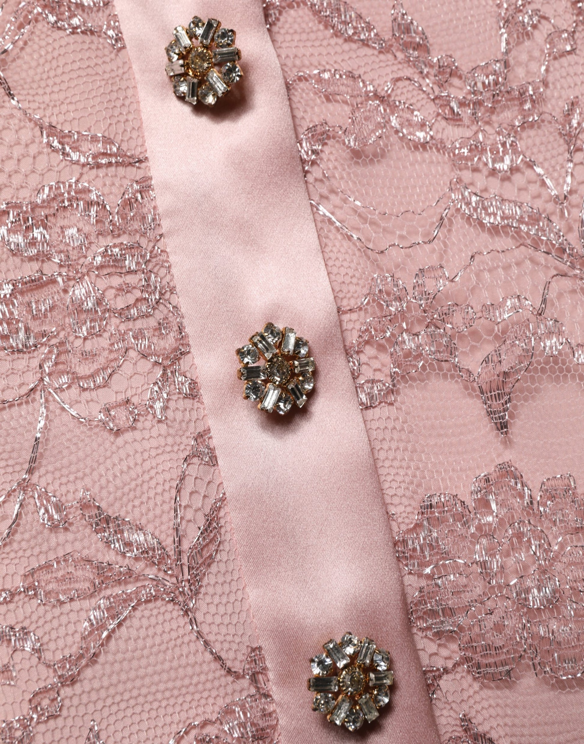 Dolce & Gabbana Pink Corded Floral Lace Kaftan Midi Dress