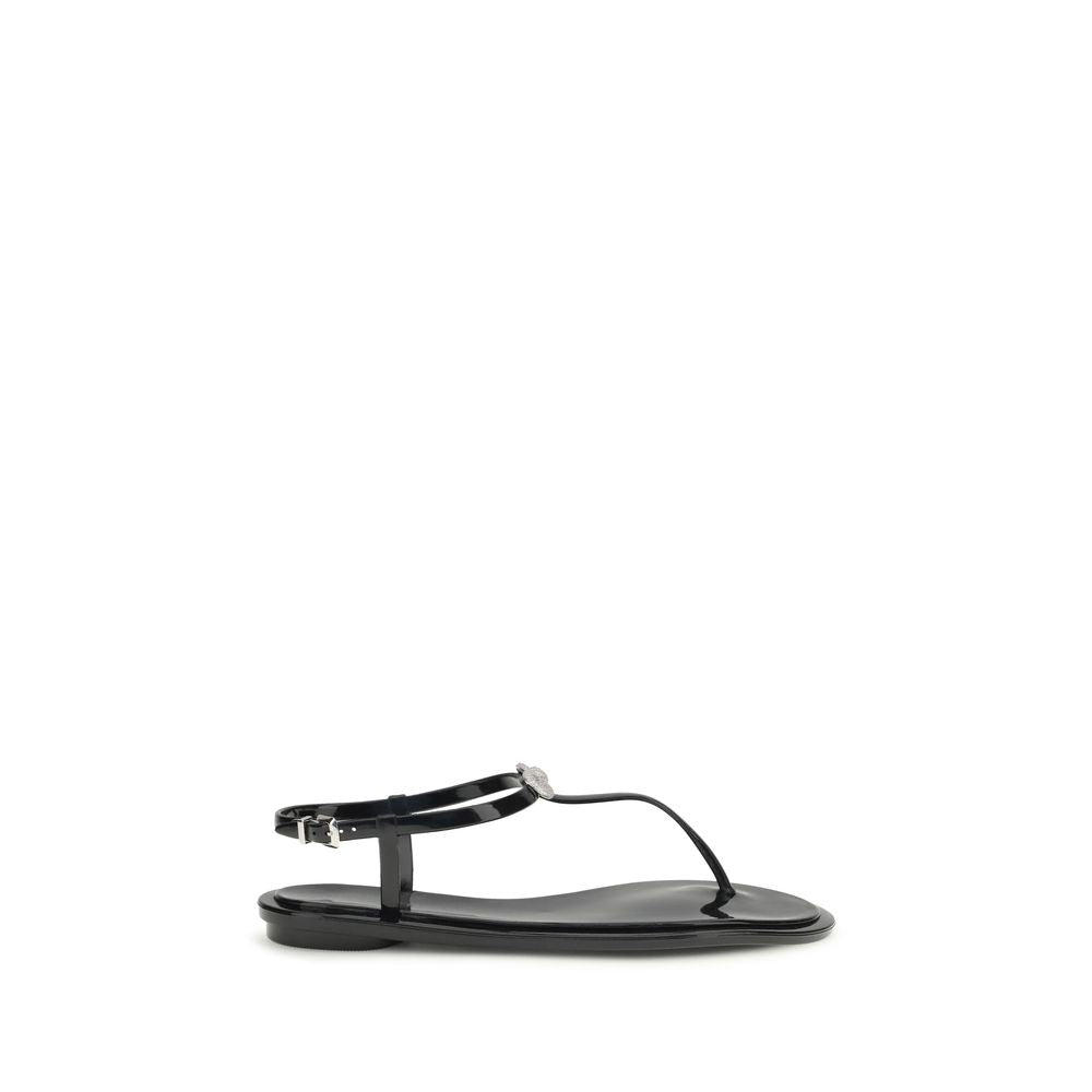 Sandales plates en caoutchouc noir MACH & MACH
