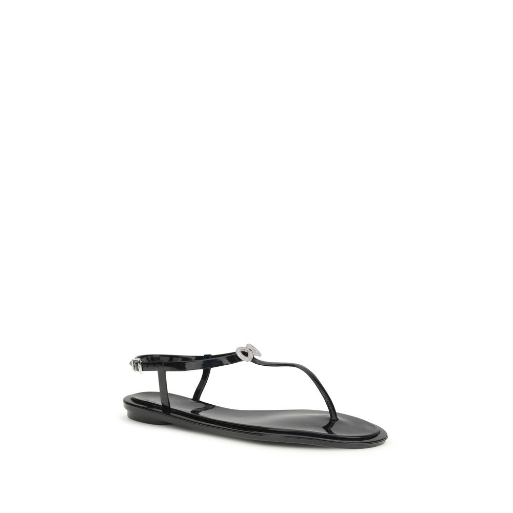 Sandales plates en caoutchouc noir MACH & MACH