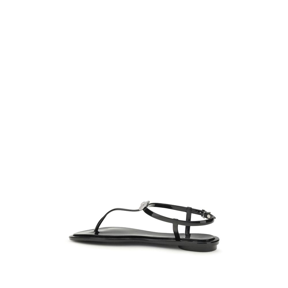 Sandales plates en caoutchouc noir MACH & MACH