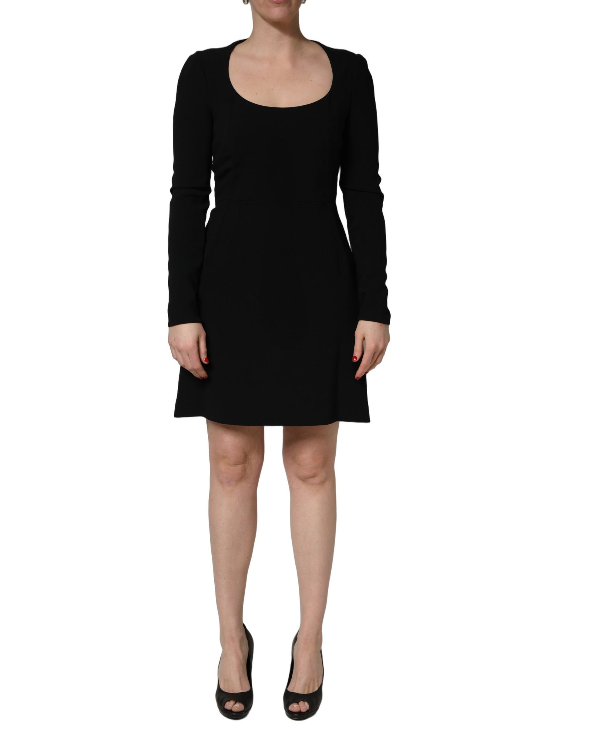 Robe mini Roberto Cavalli noire à manches longues et col dégagé