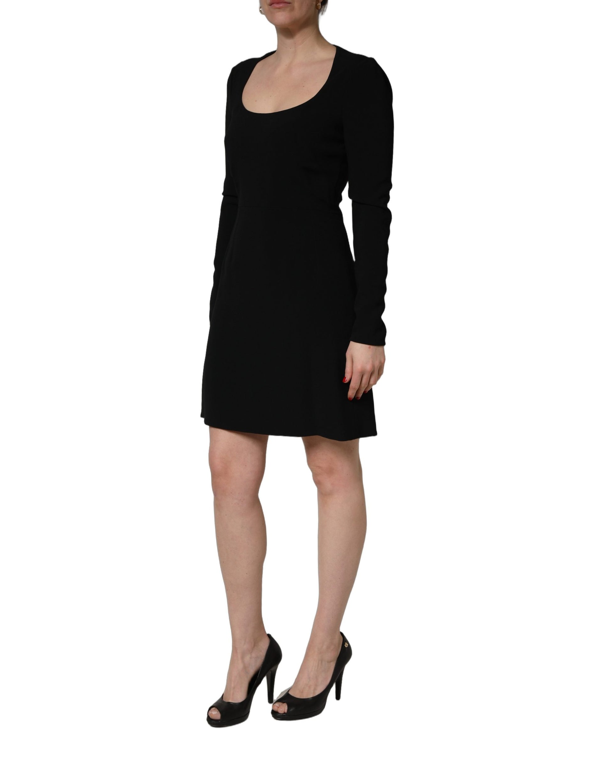 Robe mini Roberto Cavalli noire à manches longues et col dégagé