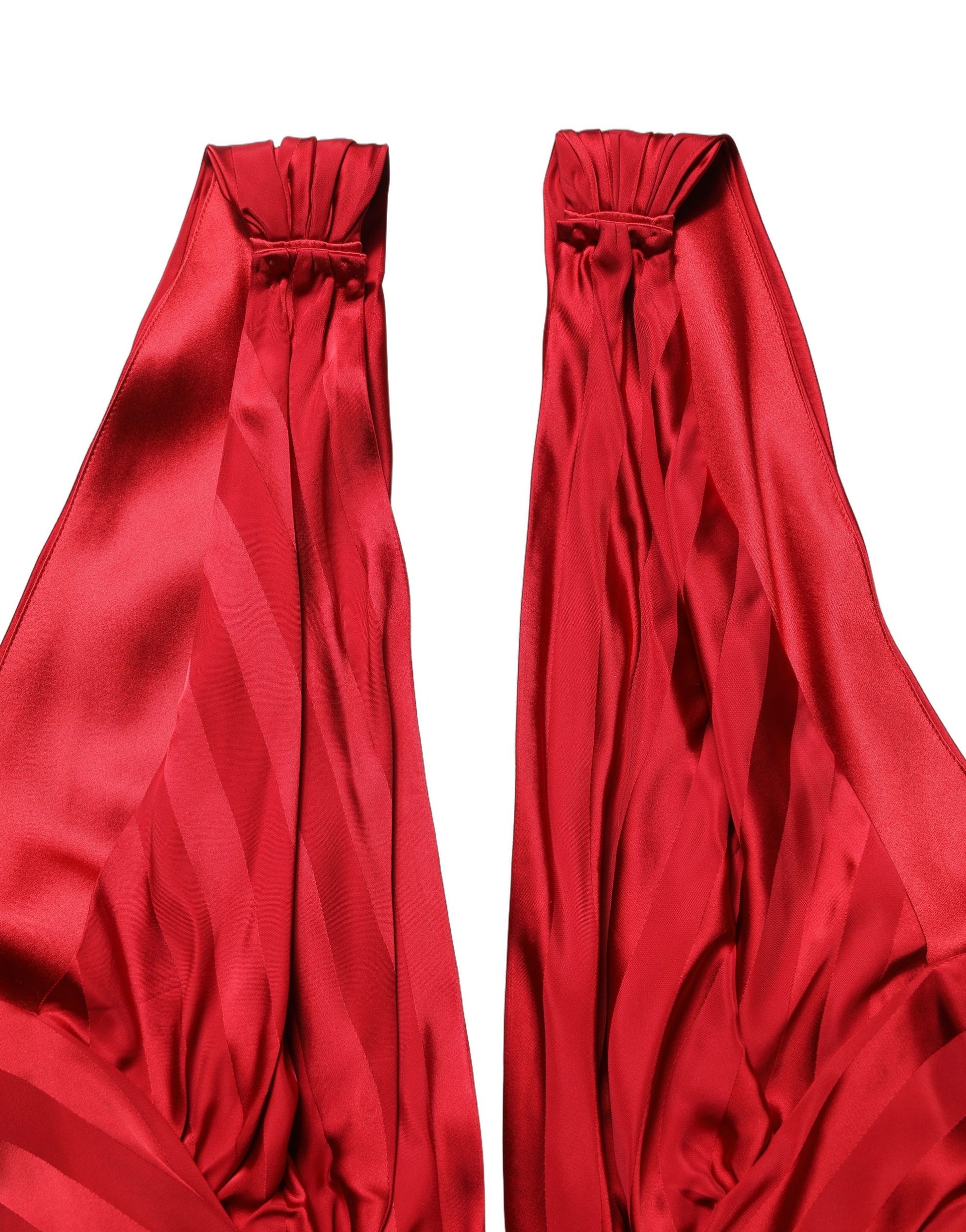 Robe-pantalon Dolce & Gabbana rouge drapée à col V plongeant et dos nu