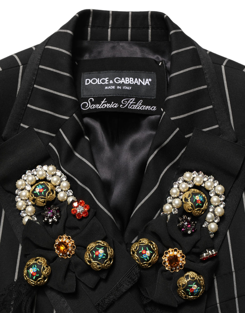 Veste Blazer croisée rayée noire Dolce & Gabbana